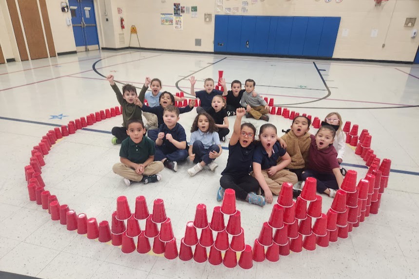 Students playing with red cups