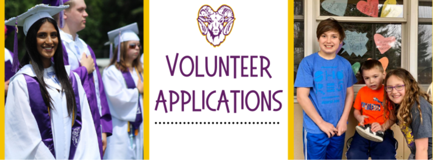 Volunteer Applications: image of graduate, image of three students
