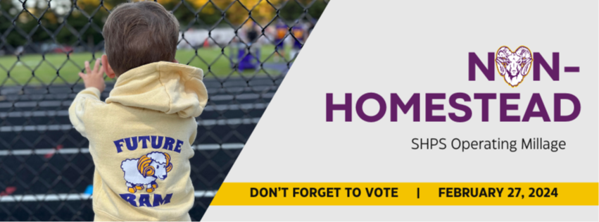 Non-Homestead SHPS Operating Millage Don't Forget tio Vote February 27, 204: image of child facing away, looking through fence