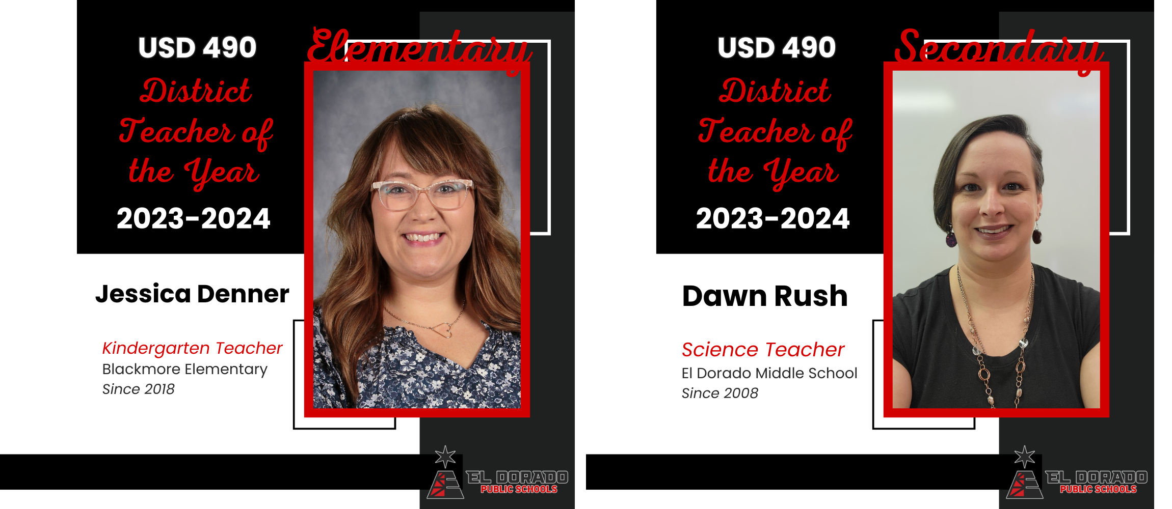 Denner and Rush 2023 District Teachers of the Year