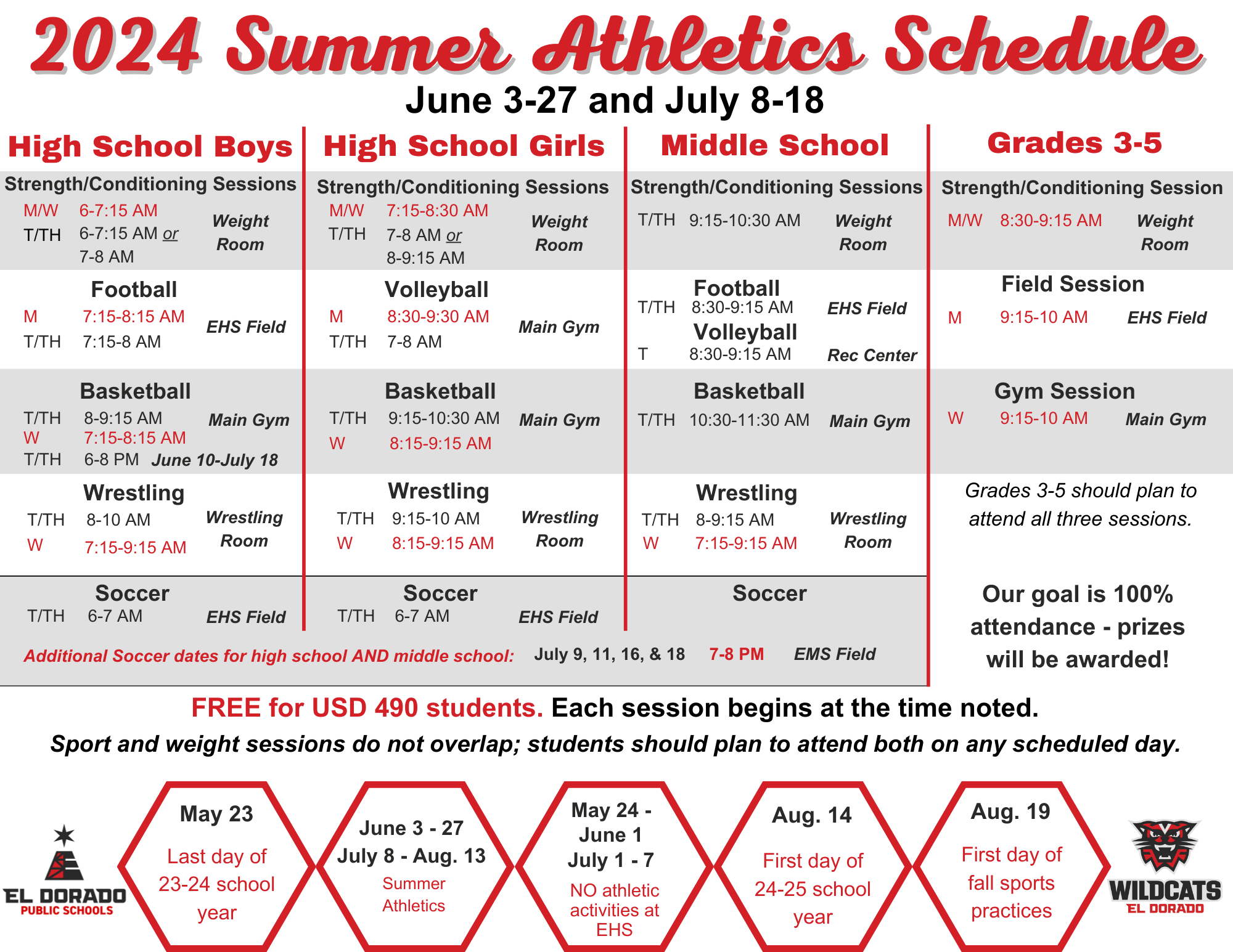 2024 Summer Athletics Schedule