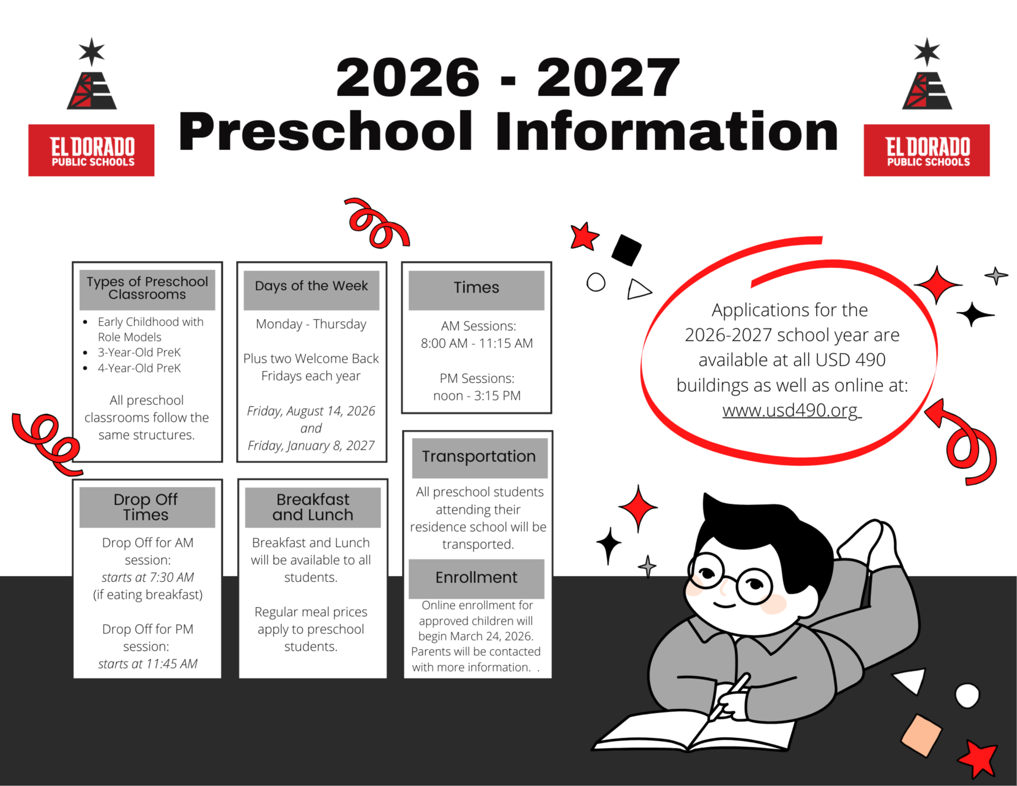 2026-2027 Preschool Information flyer. Details in text on the webpage.