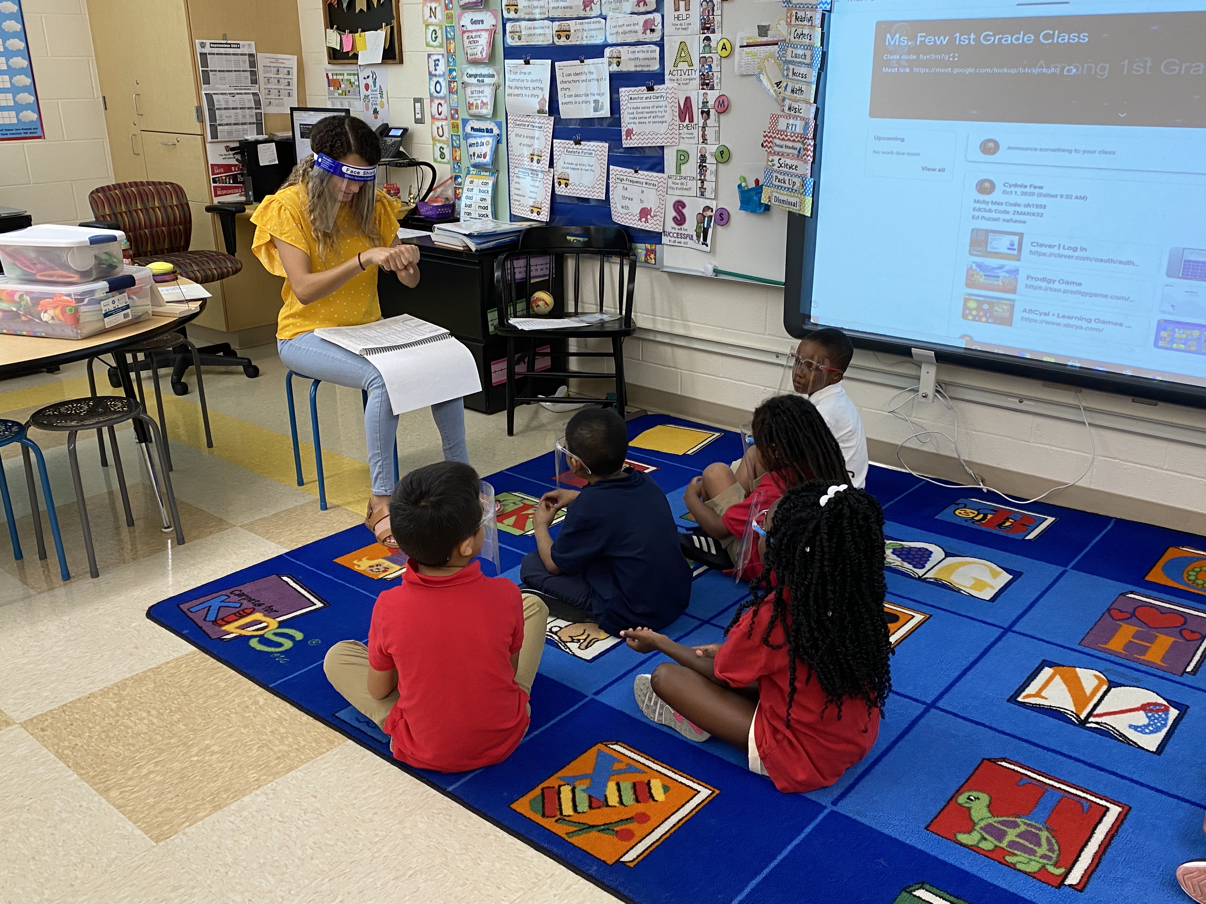 students learning sounds and letters
