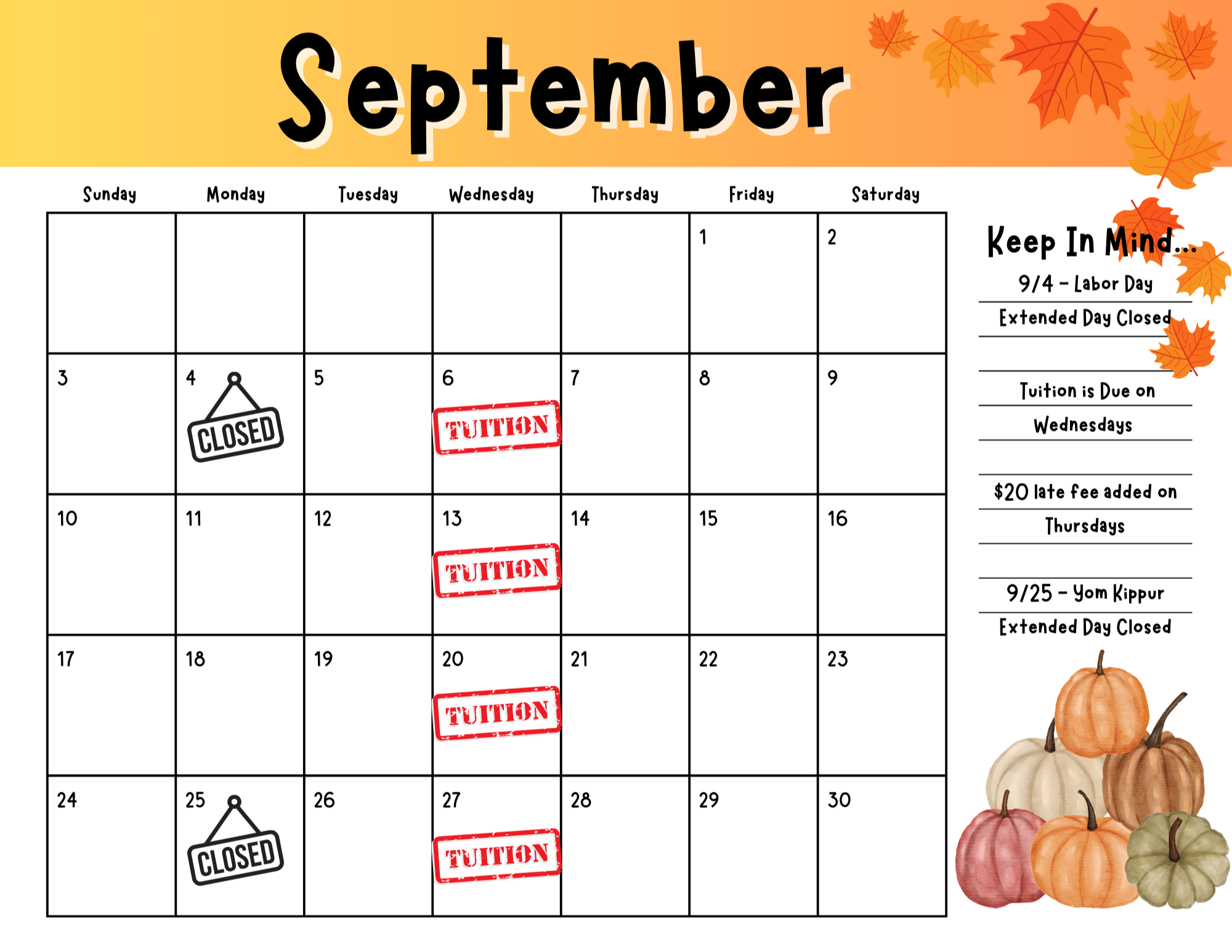 September 2023 ED Calendar
