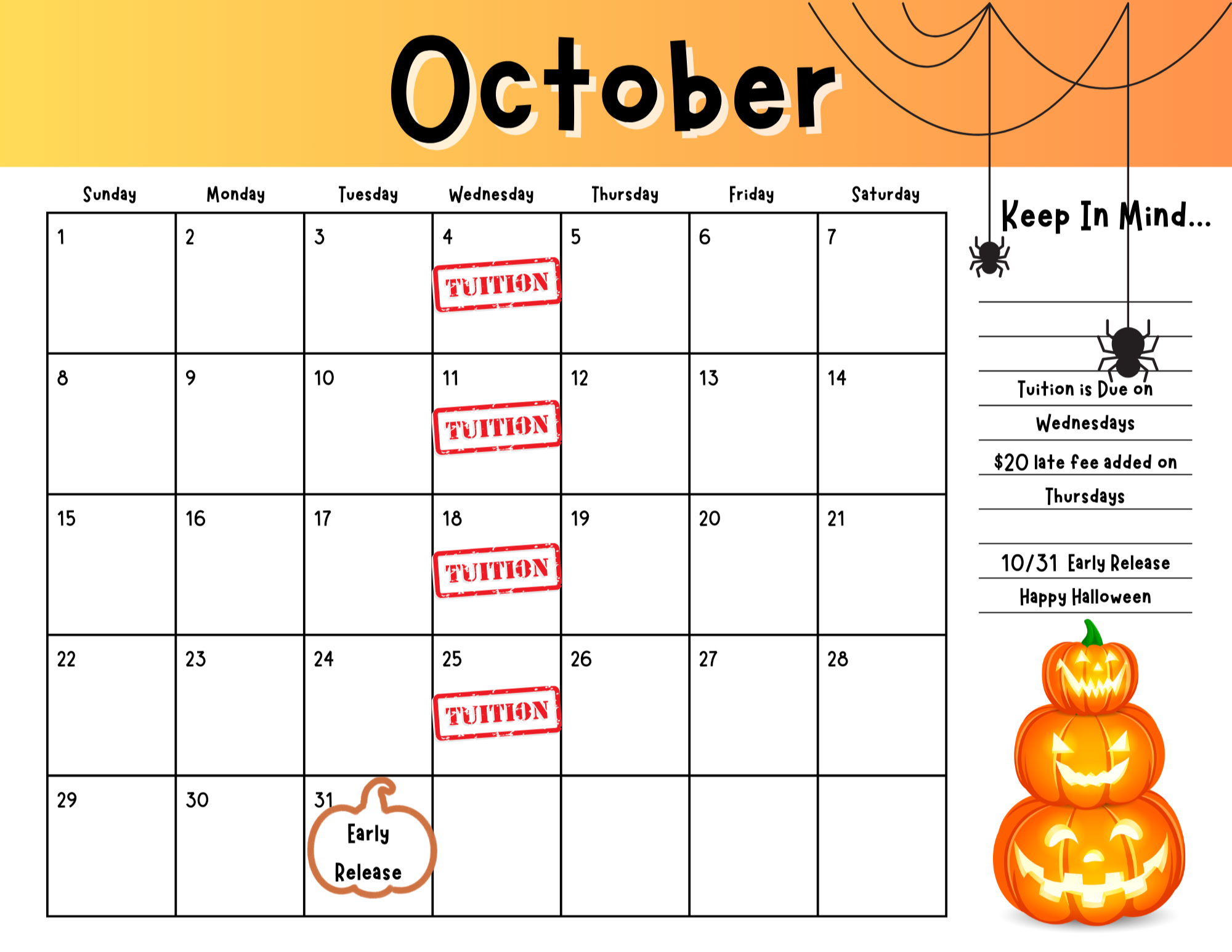 ED October 2023 Calendar