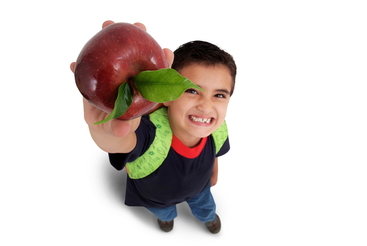 Kid holding apple