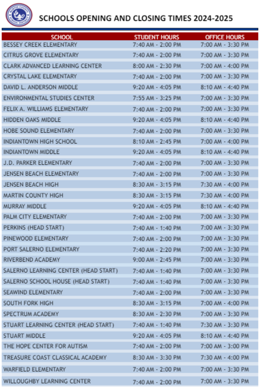 Bell Schedules and Office Hours