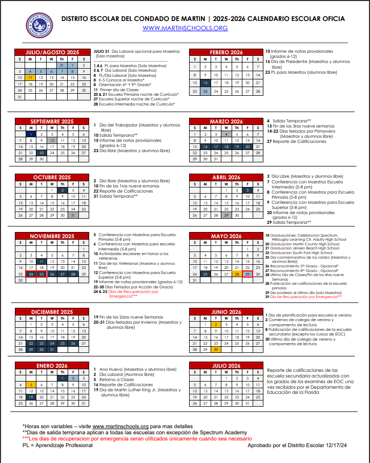 25-26 Calendario Escolar Oficia