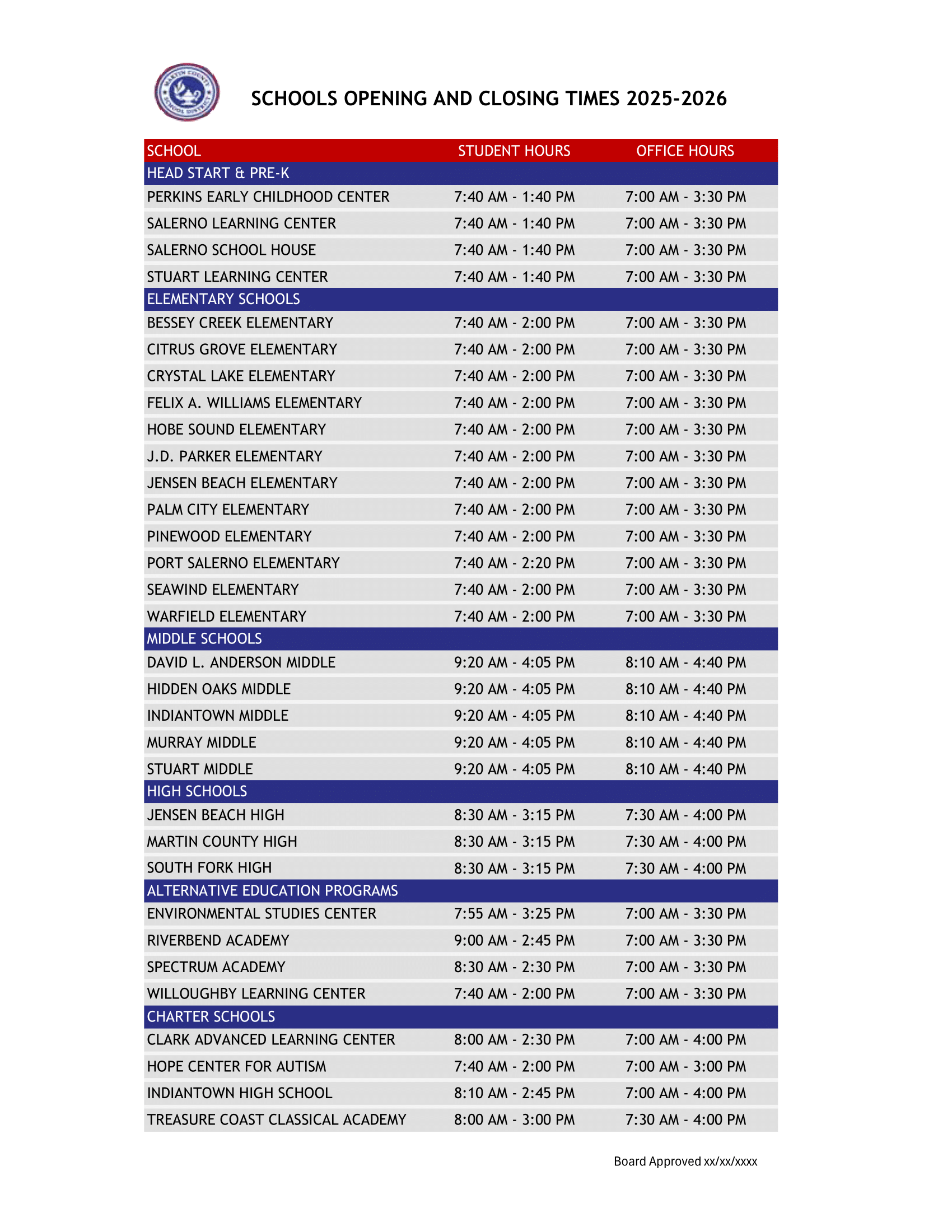 Bell Schedules and Office Hours