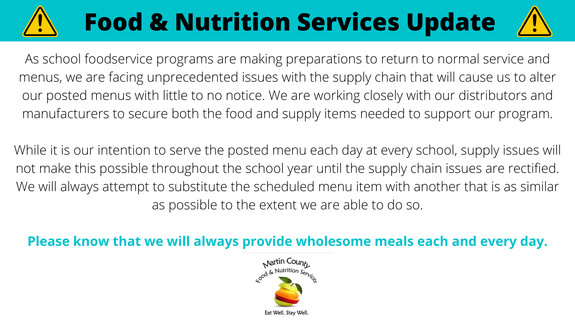 FNS Meal Update