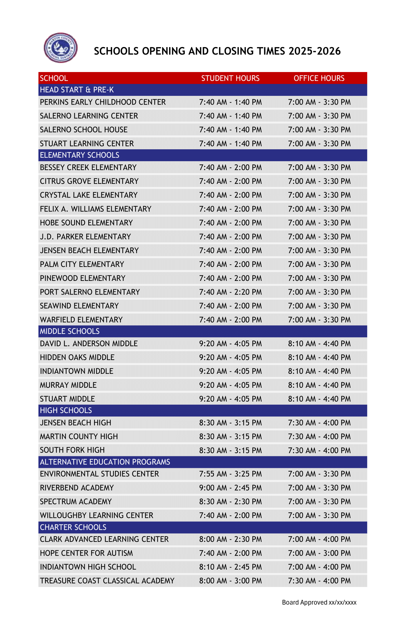 Bell Schedules and Office Hours