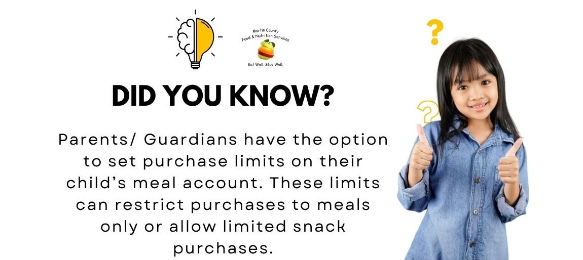Did you know that you can designate funds on your child’s account just for meals, no a la carte?