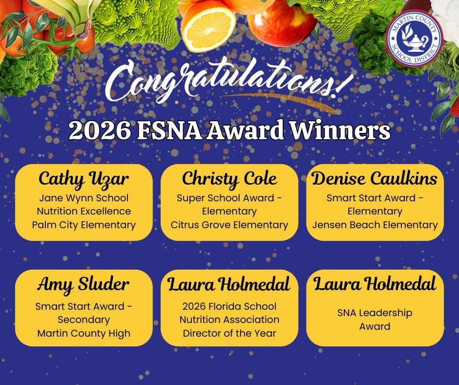 Celebrating Excellence! Congratulations to our Food & Nutrition Team on receiving state‑level honors from the Florida Department of Agriculture and Consumer Services and the Florida School Nutrition Association.