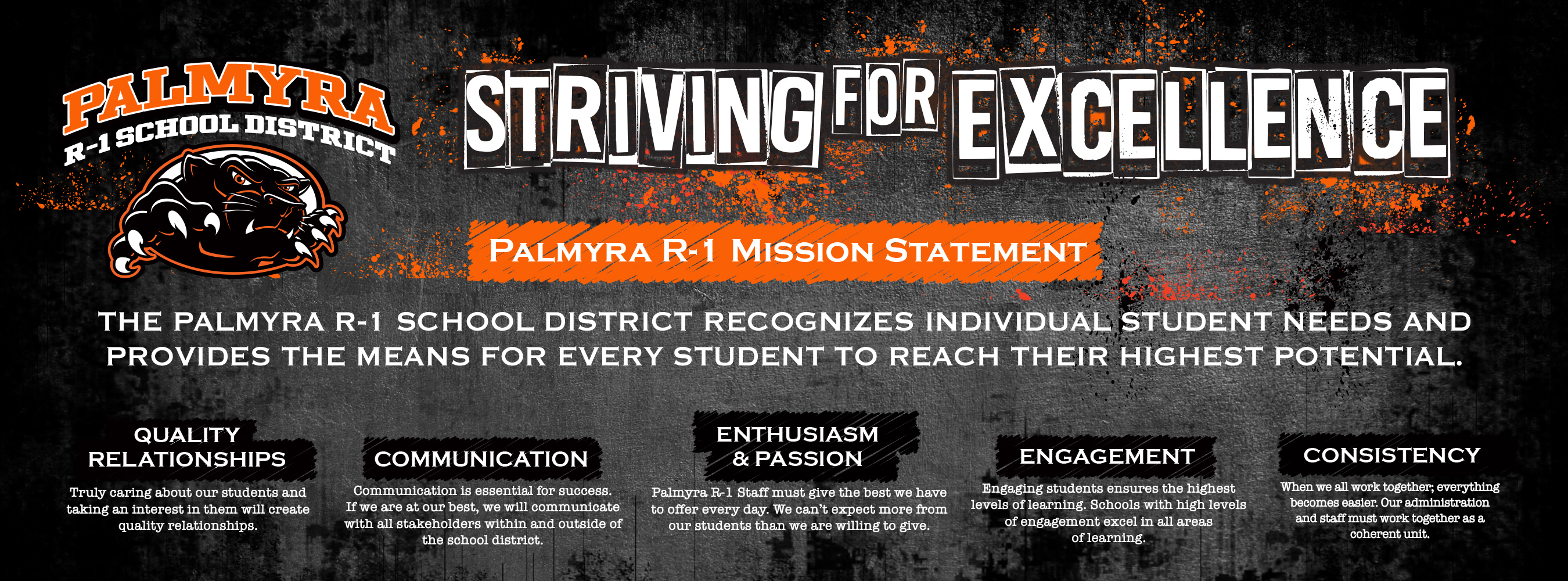 Striving for Excellence, Palmyra RI Mission Statement