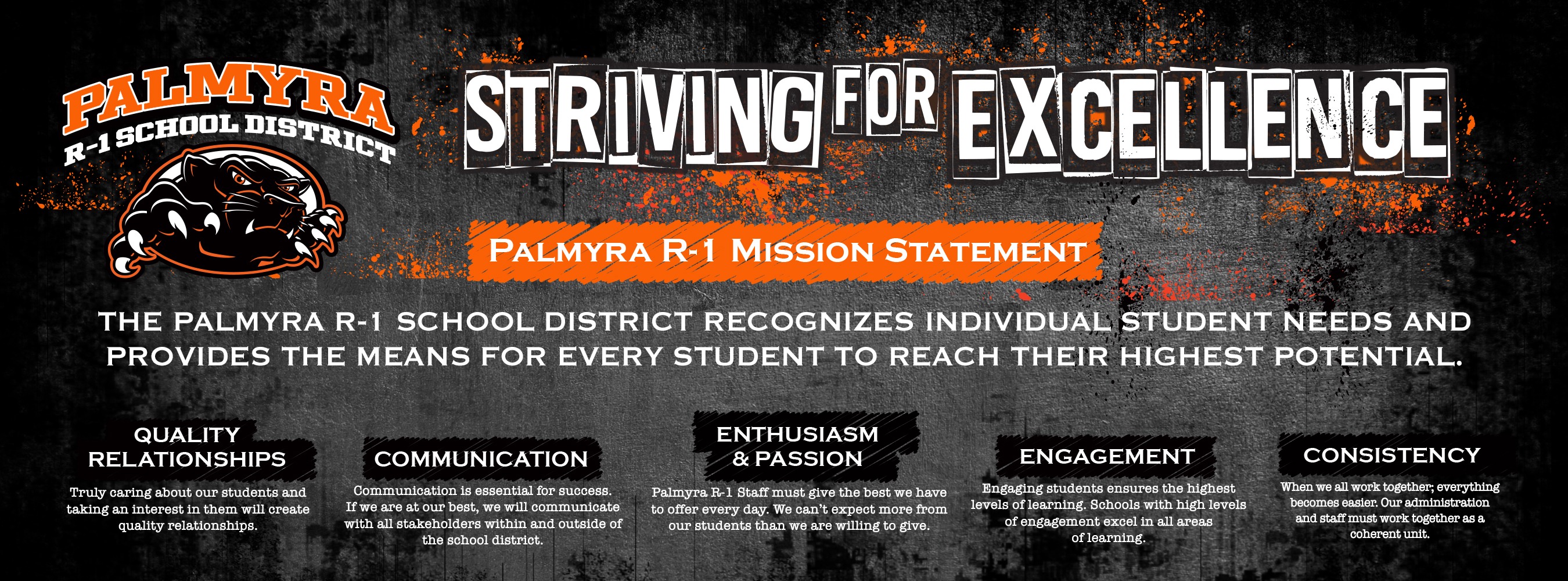 Palmyra R-1 School District, Striving for Excellence, Palmyra RI Mission Statement