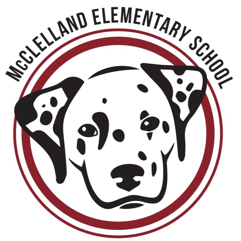 A logo featuring a Dalmatian head inside a red circle. Text reads "MCCLELLAN ELEMENTARY SCHOOL".