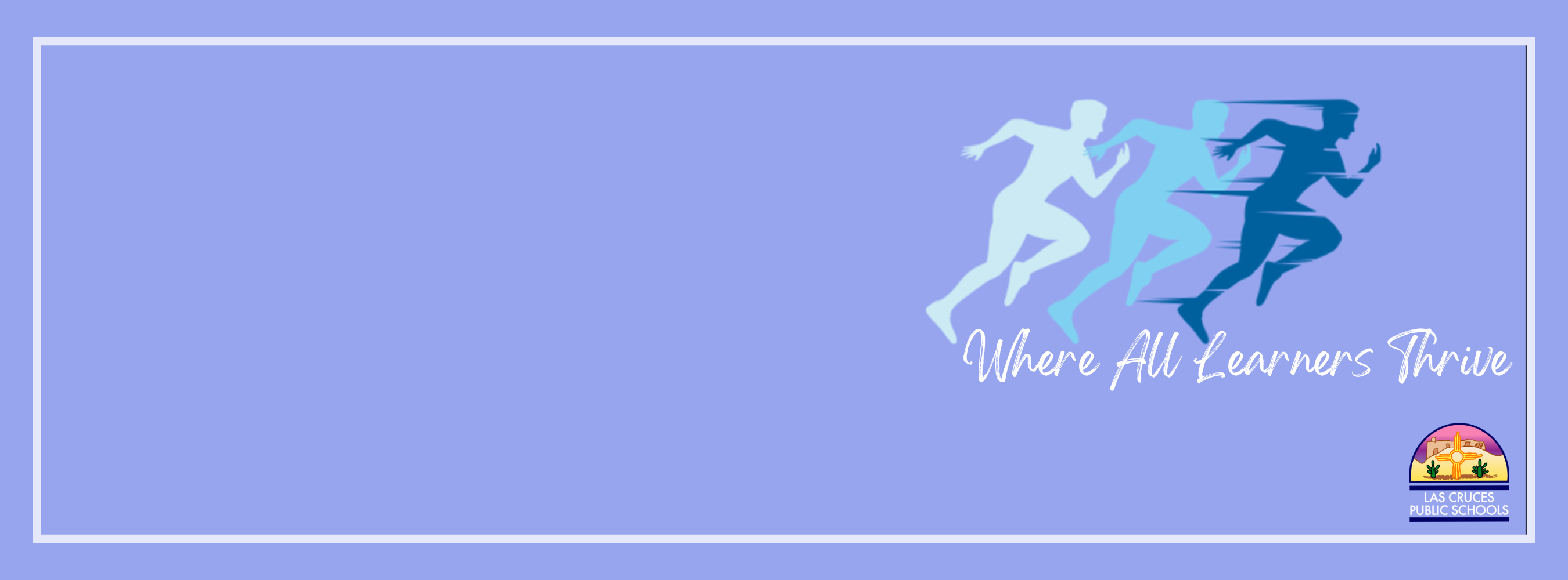 periwinkle blue background with running icons