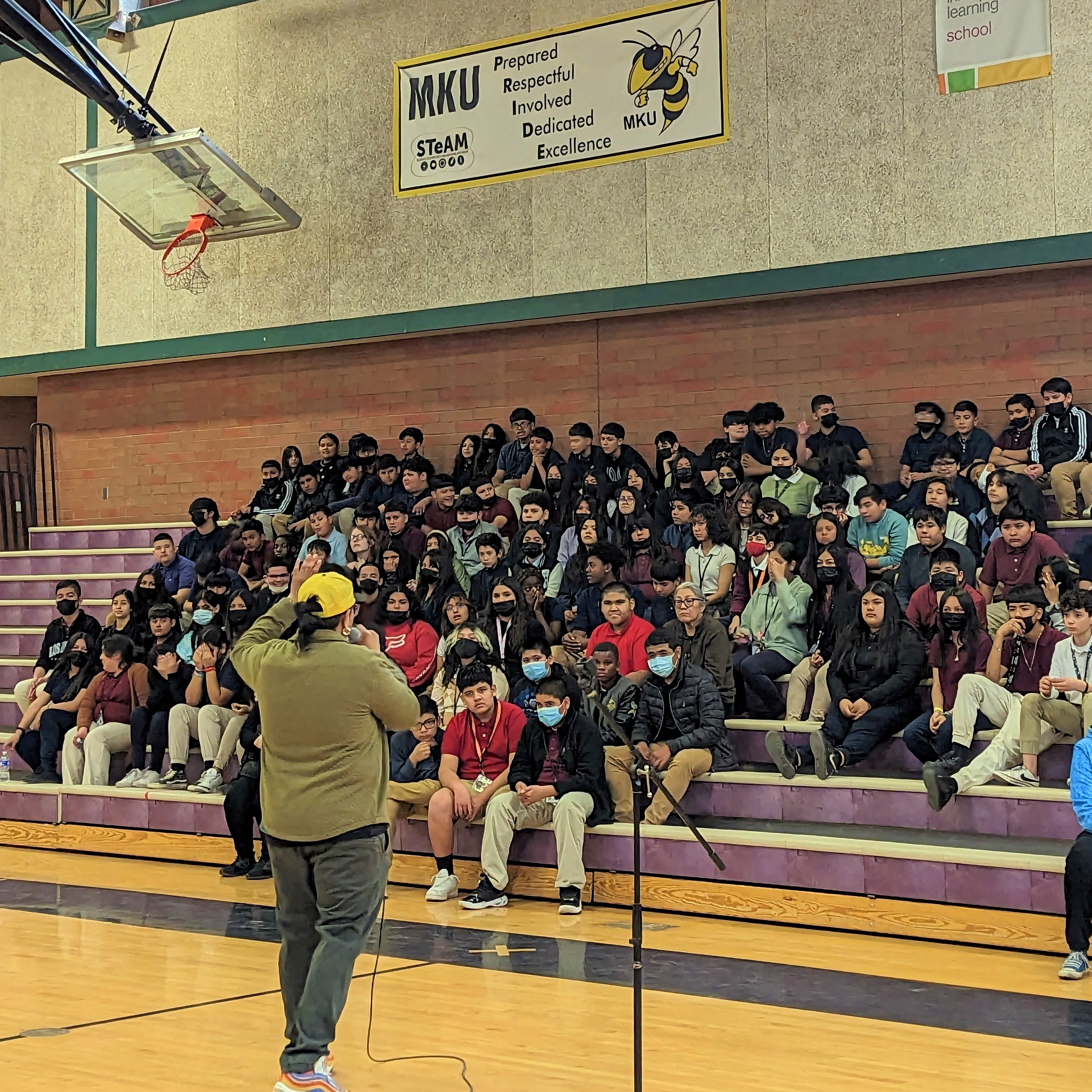 organization notMYkid presents a workshop for students about drug awareness