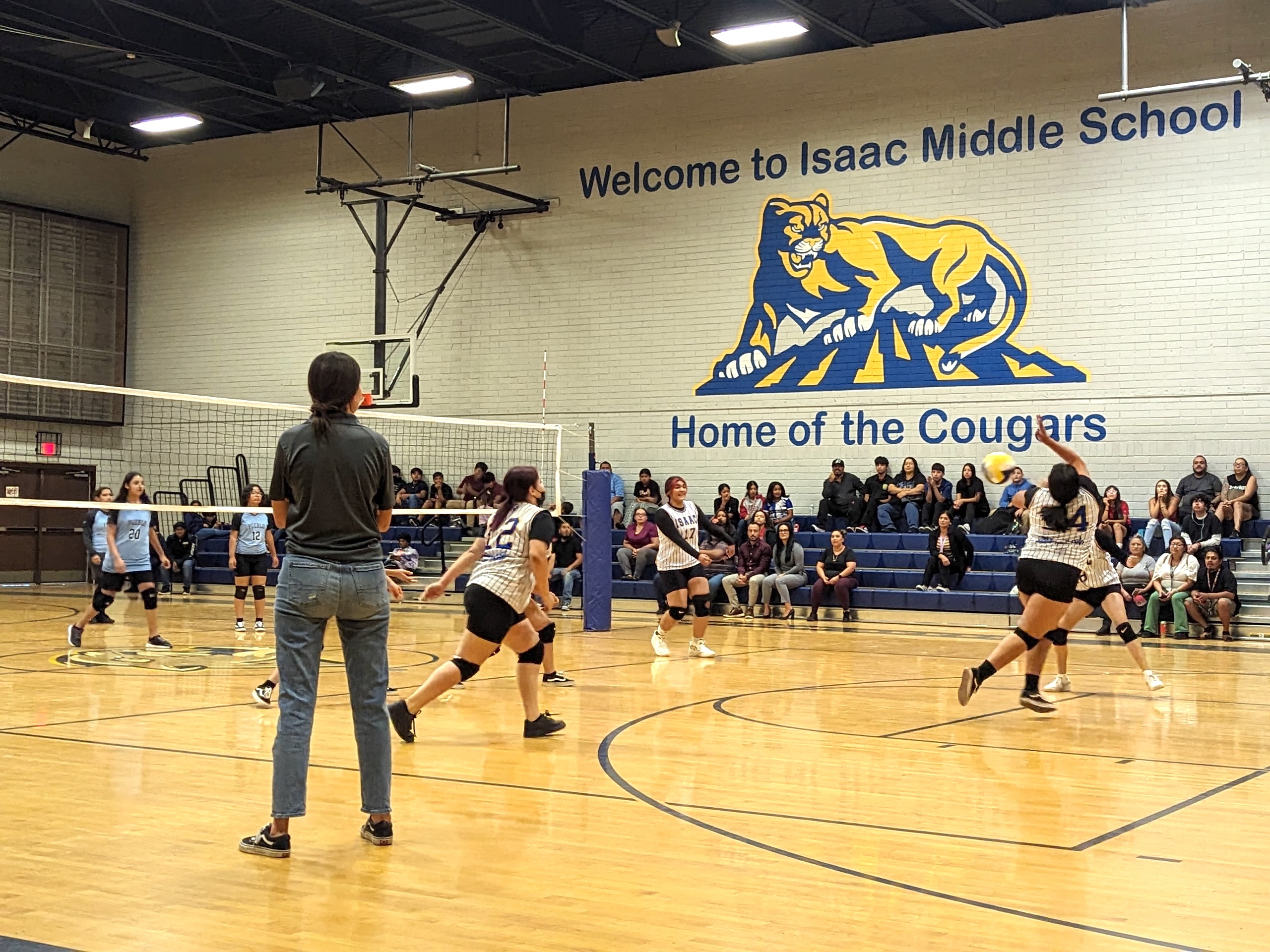 middle school teams playing volleyball