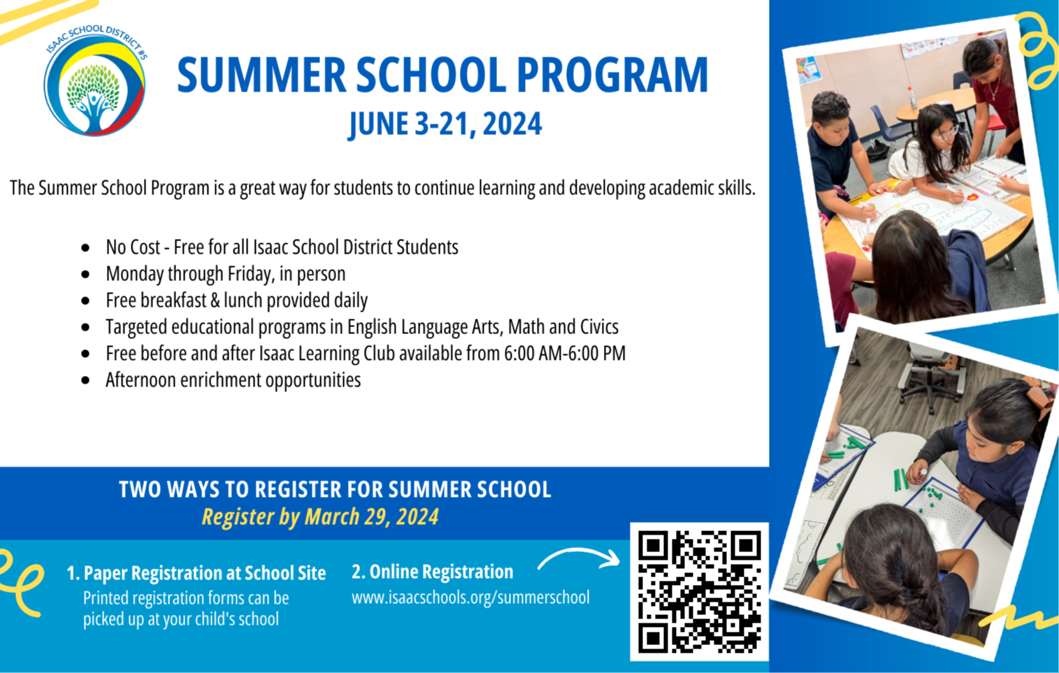 Summer School Program Registration Flyer