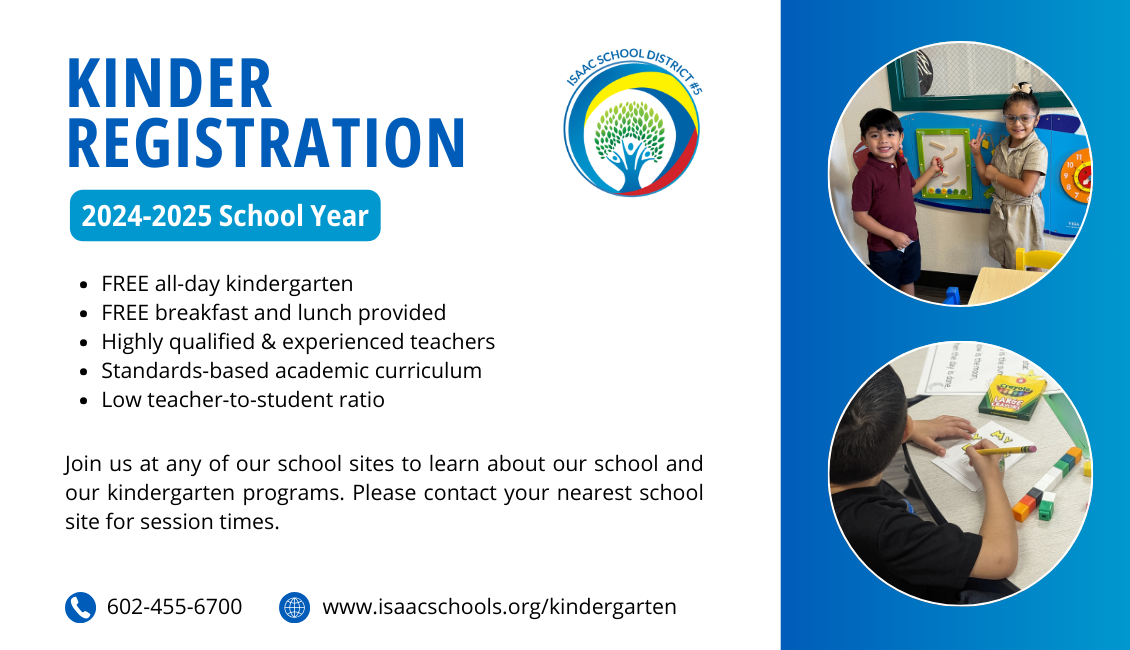 Kinder Registration 2024-2025 School Year FREE all-day kindergarten FREE breakfast and lunch provided Highly qualified & experienced teachers Standards-based academic curriculum Low teacher-to-student ratio  Join us at any of our school sites to learn about our school and our kindergarten programs. Please contact your nearest school site for session times. 