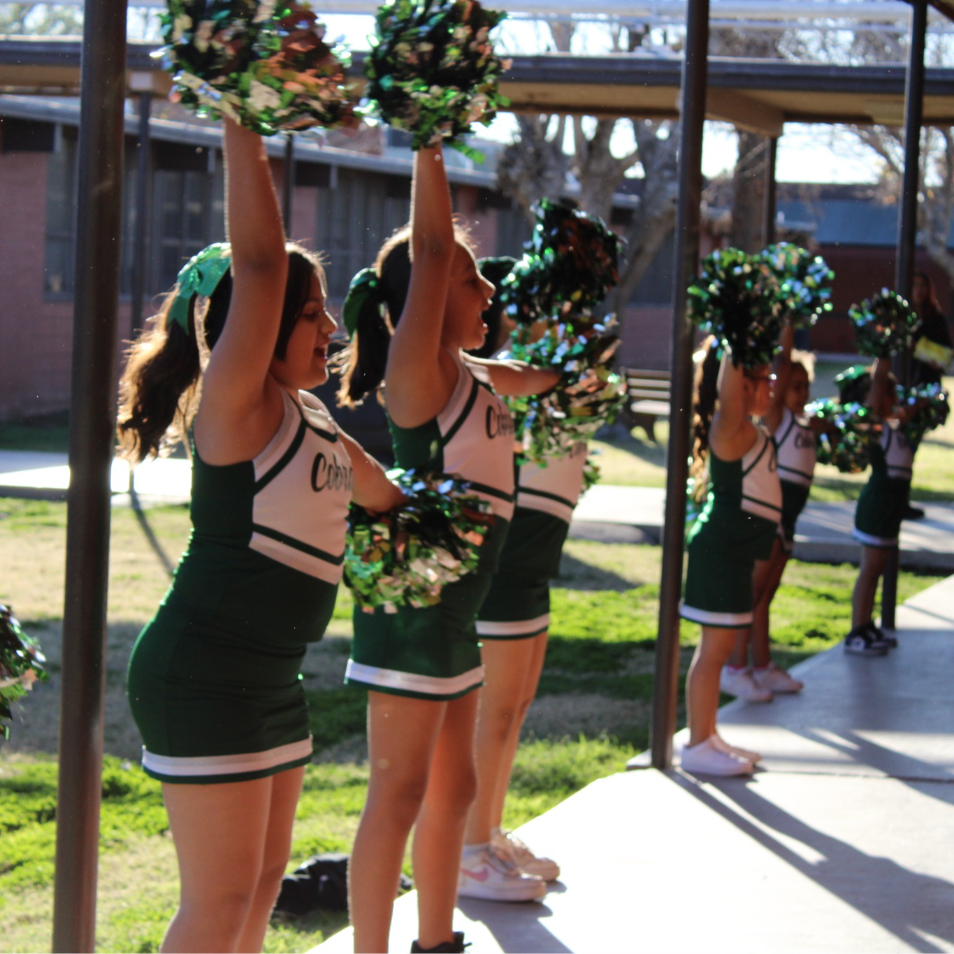 Elementary school girls cheerleading