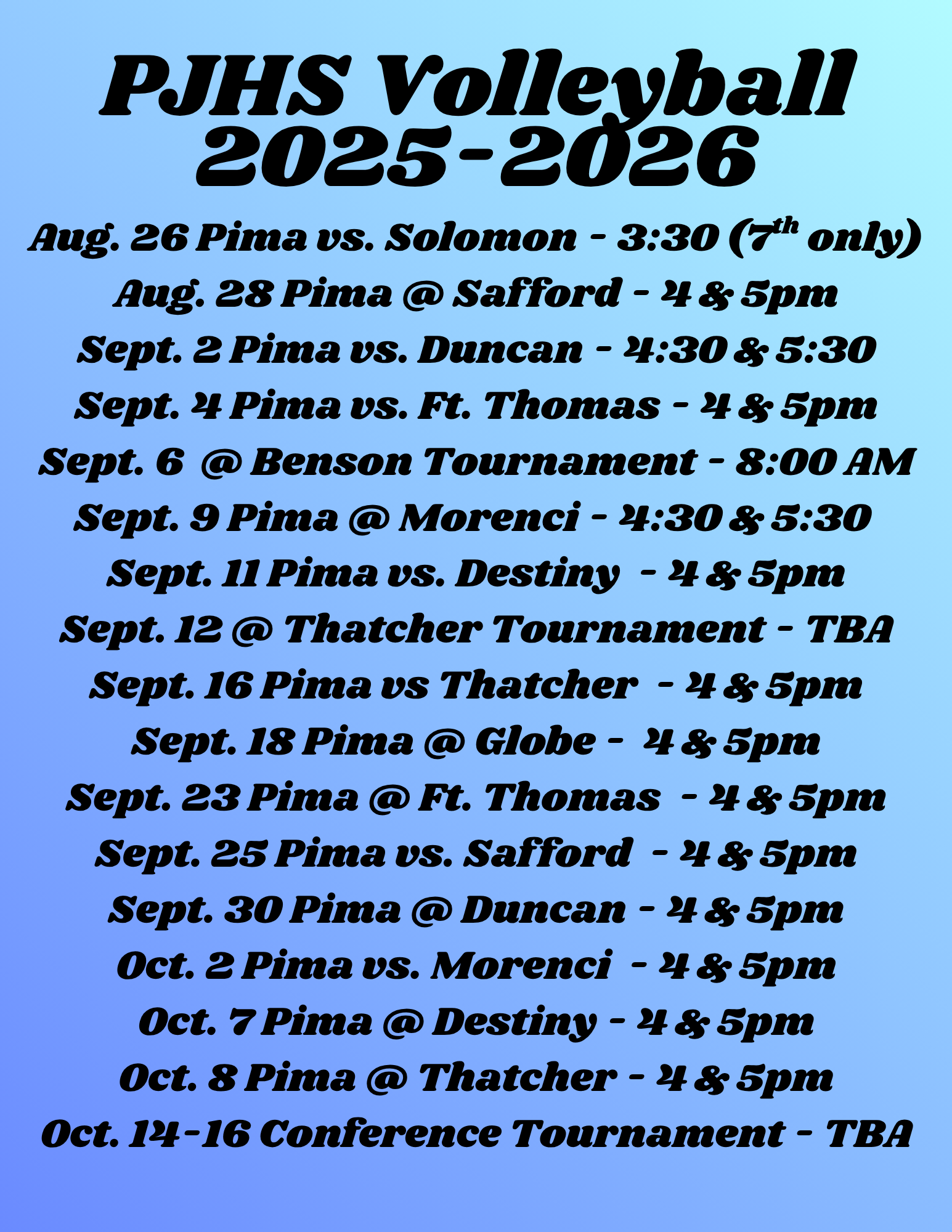 Volleyball Schedule