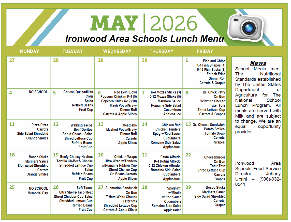 May 2026 Lunch Menu
