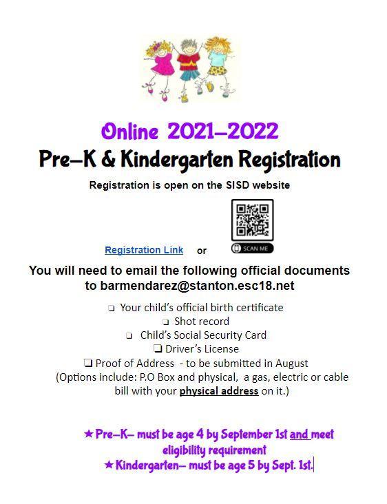 Online 2021-2022 Pre-K & Kindergarten Registration