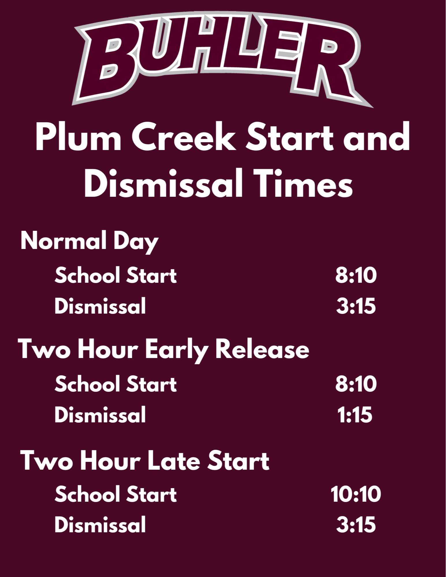 start/dismissal times