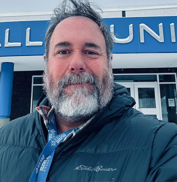 Joel Jones outside of OV on a winter day