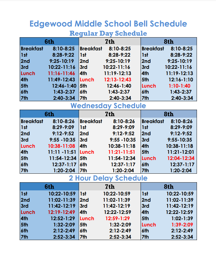 Bell Schedule Edgewood Middle School Bell Schedule Edgewood Middle School