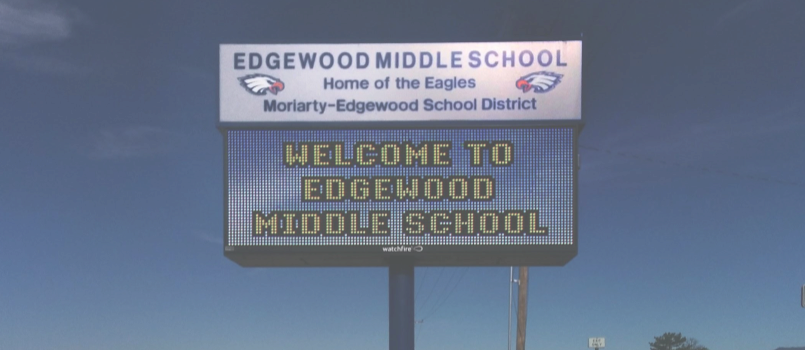 Welcome sign at Edgewood Middle School