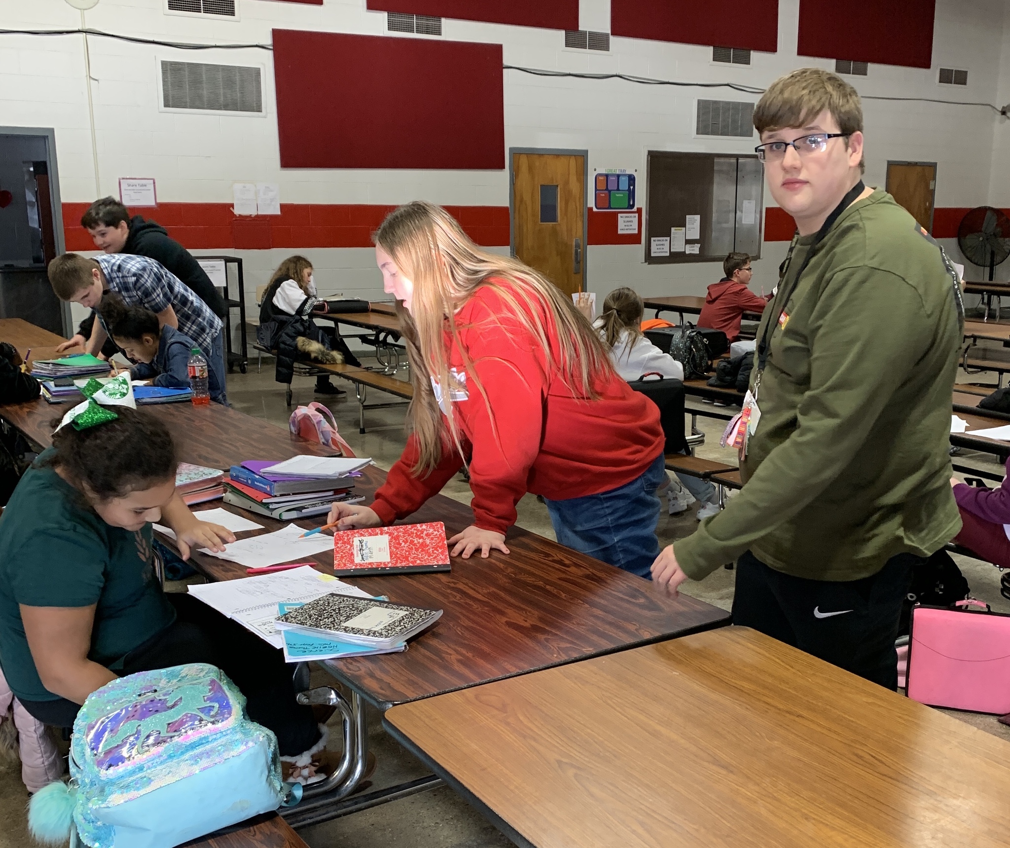 Students together in the cafeteria