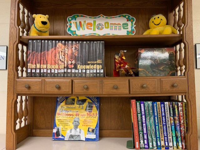 Bookshelves in the library