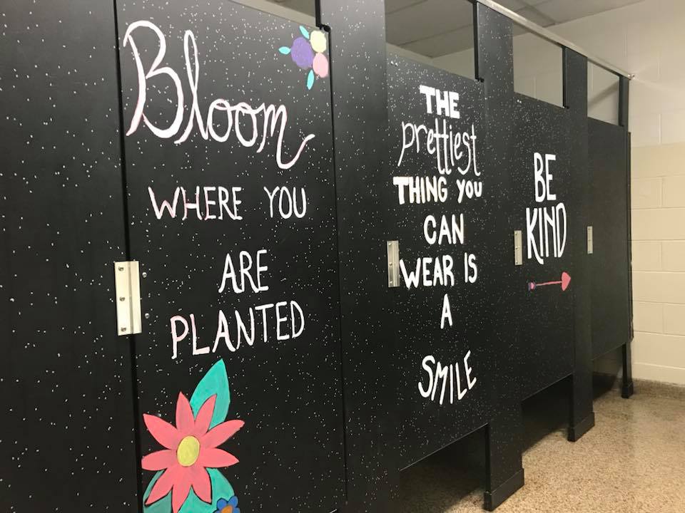 Myers Elementary through 2018-2019 School year, Bathrooms decorated by the staff