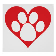A heart with a dog's paw inside