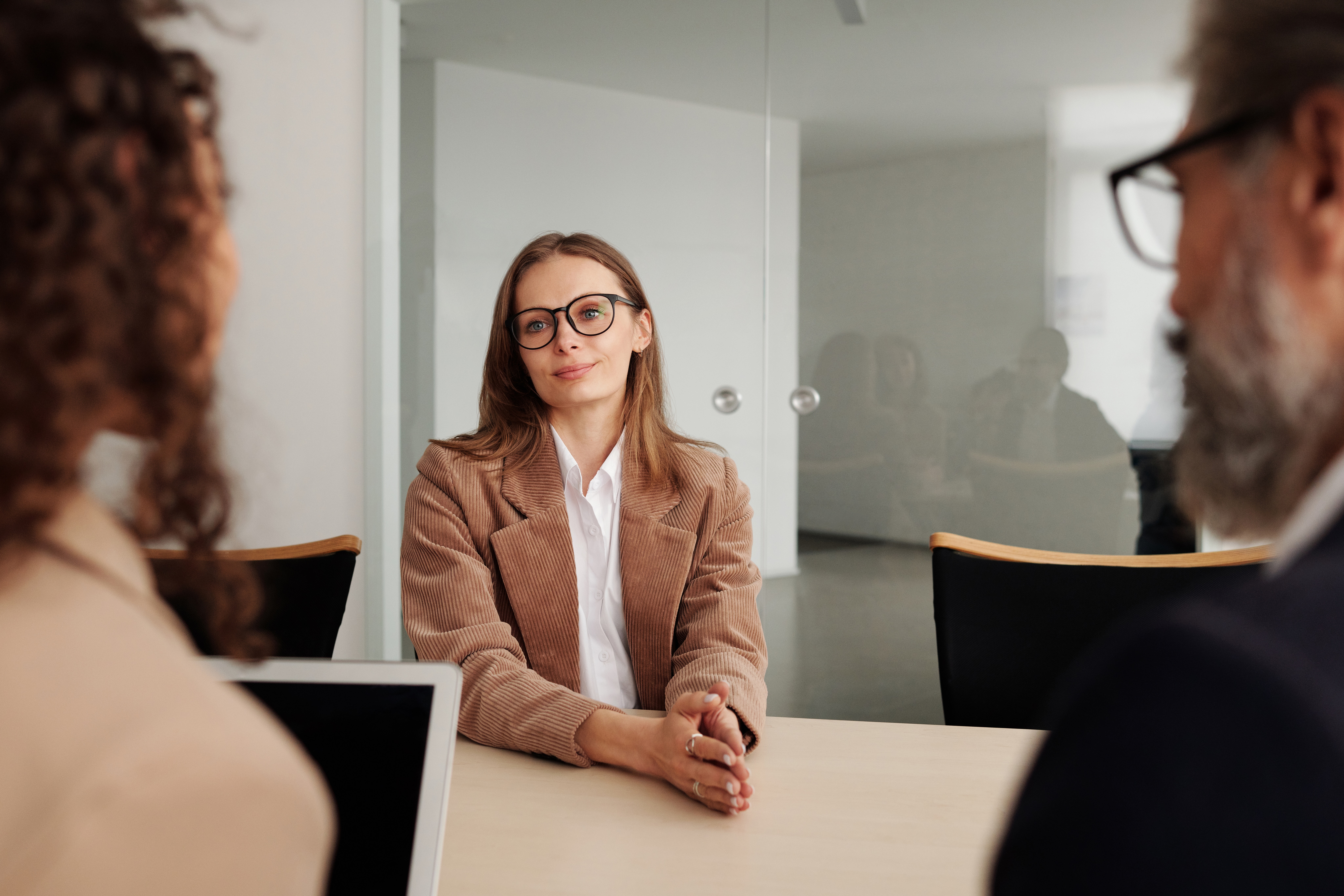 A picture of a women interviewing for a job