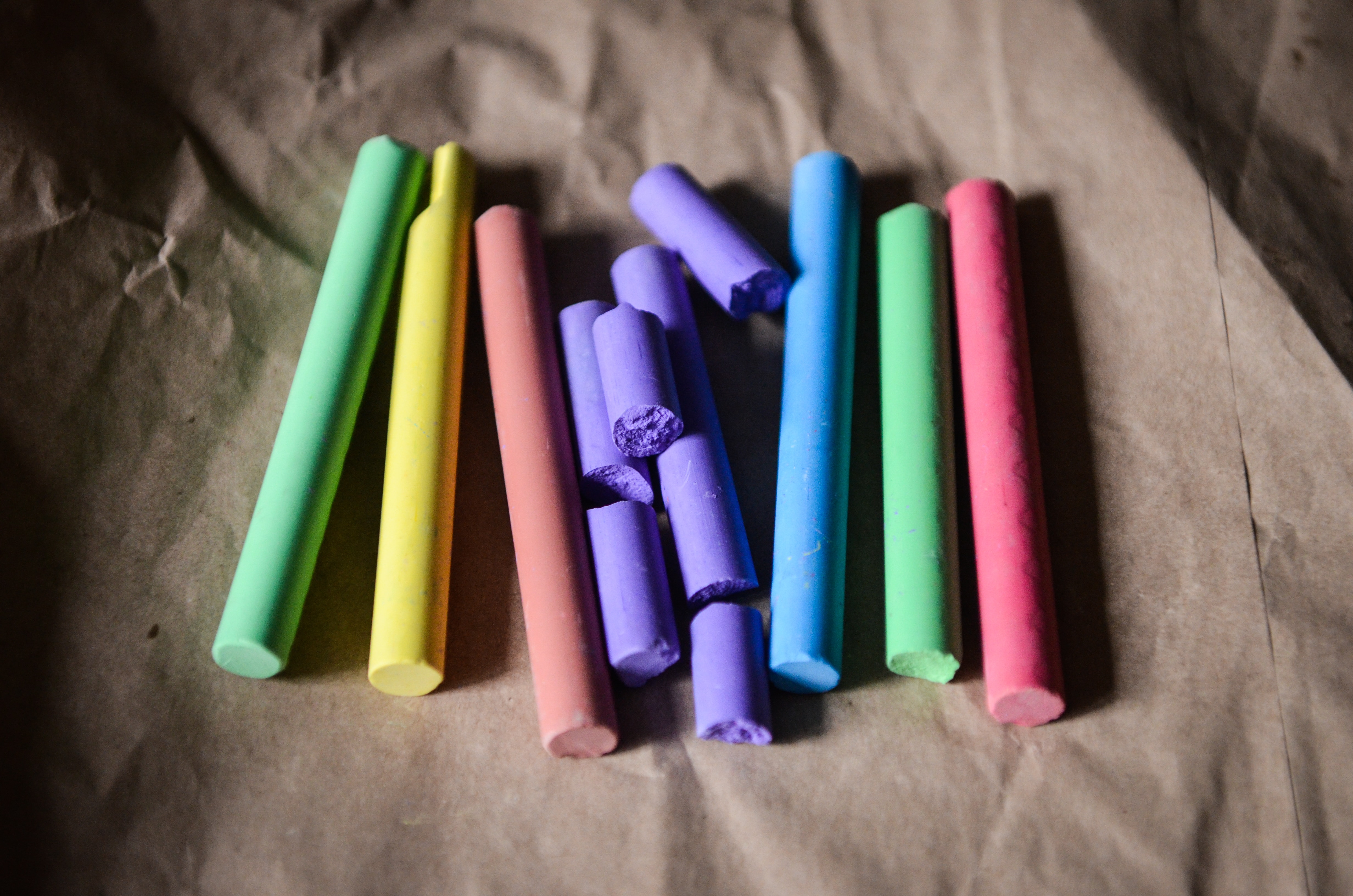 A pile of colorful chalk.