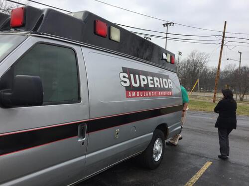 The New EMT Ambulance's arriving at the school building