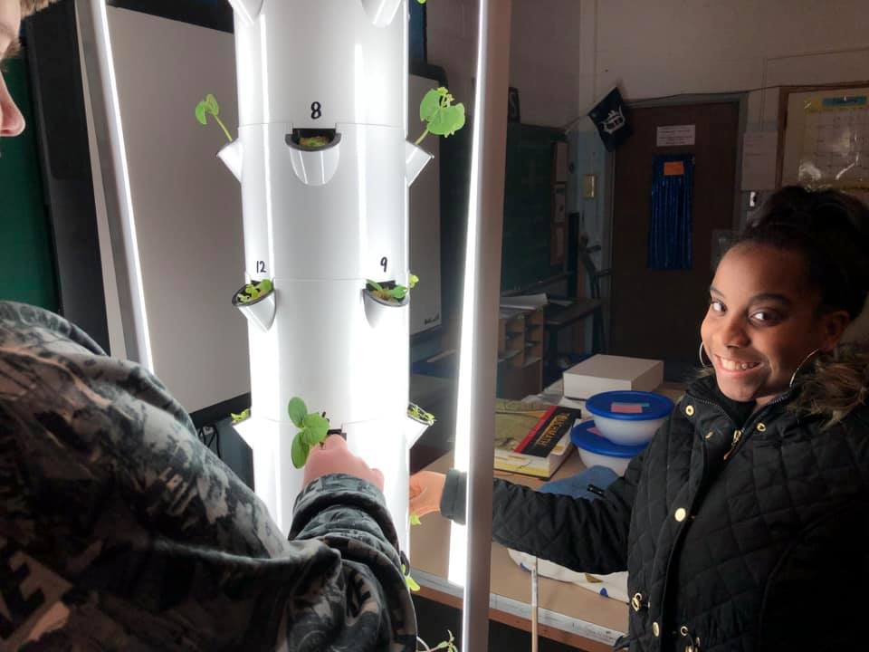 The students in the PAES Lab transplant their seedlings into their Tower Garden. Looking forward to “Salad Day” in about 6 weeks.