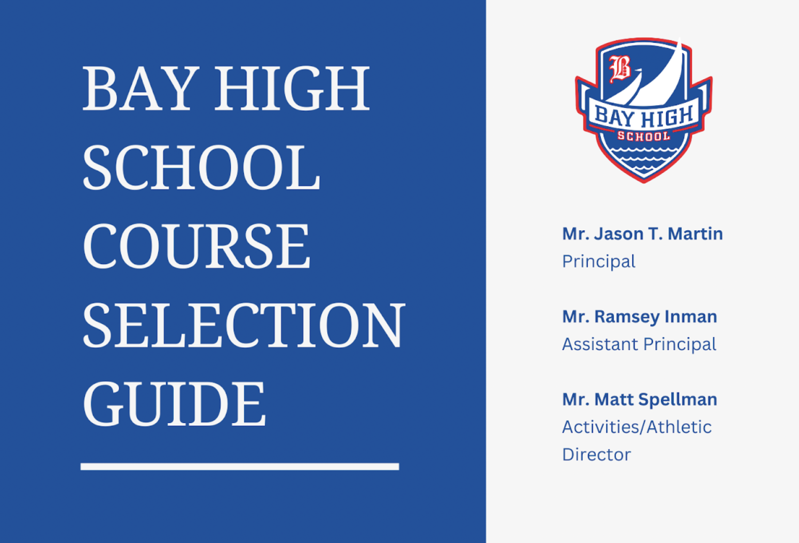 bay high school course selection guide image