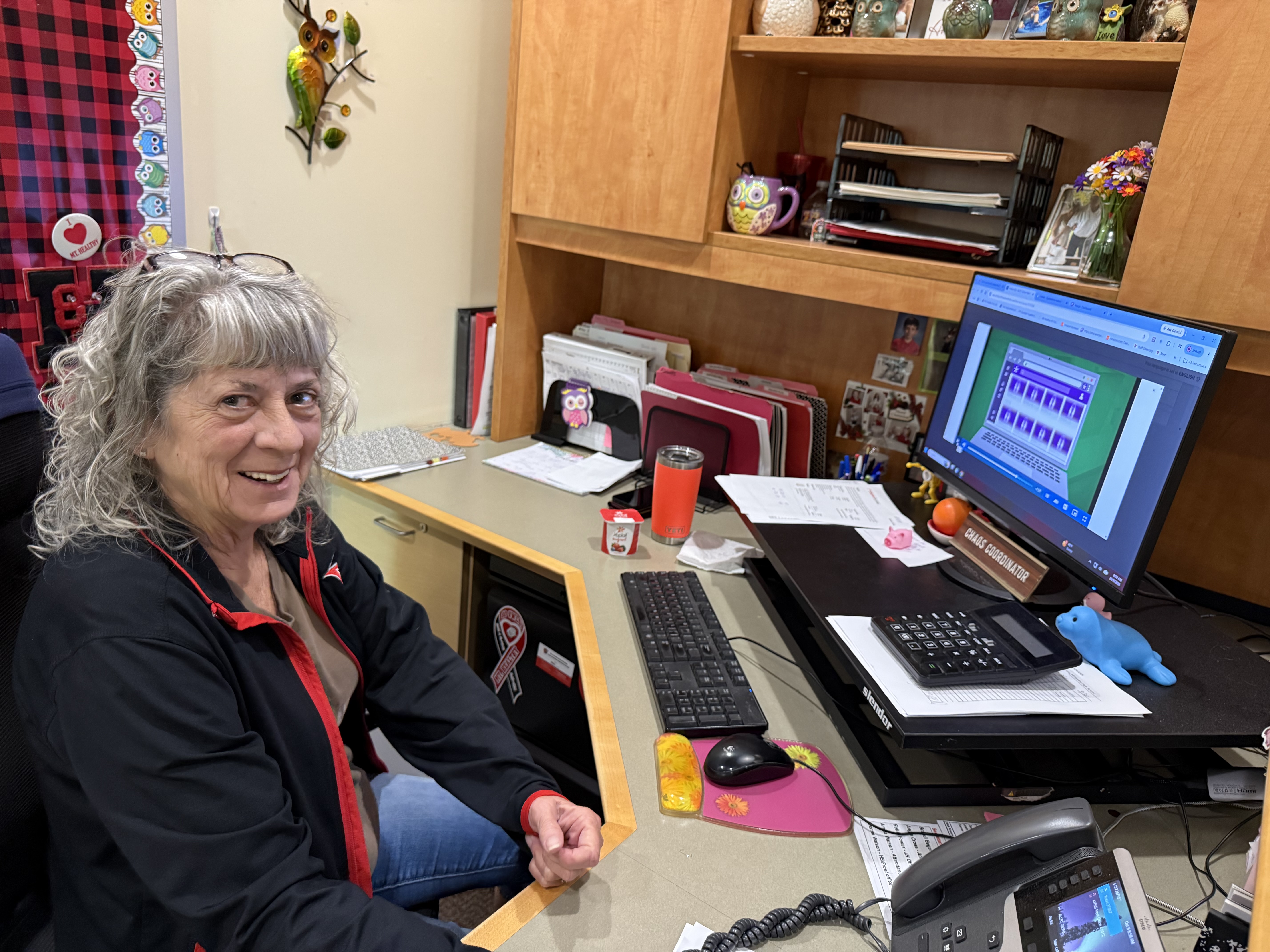 Mrs. Foster greets our students