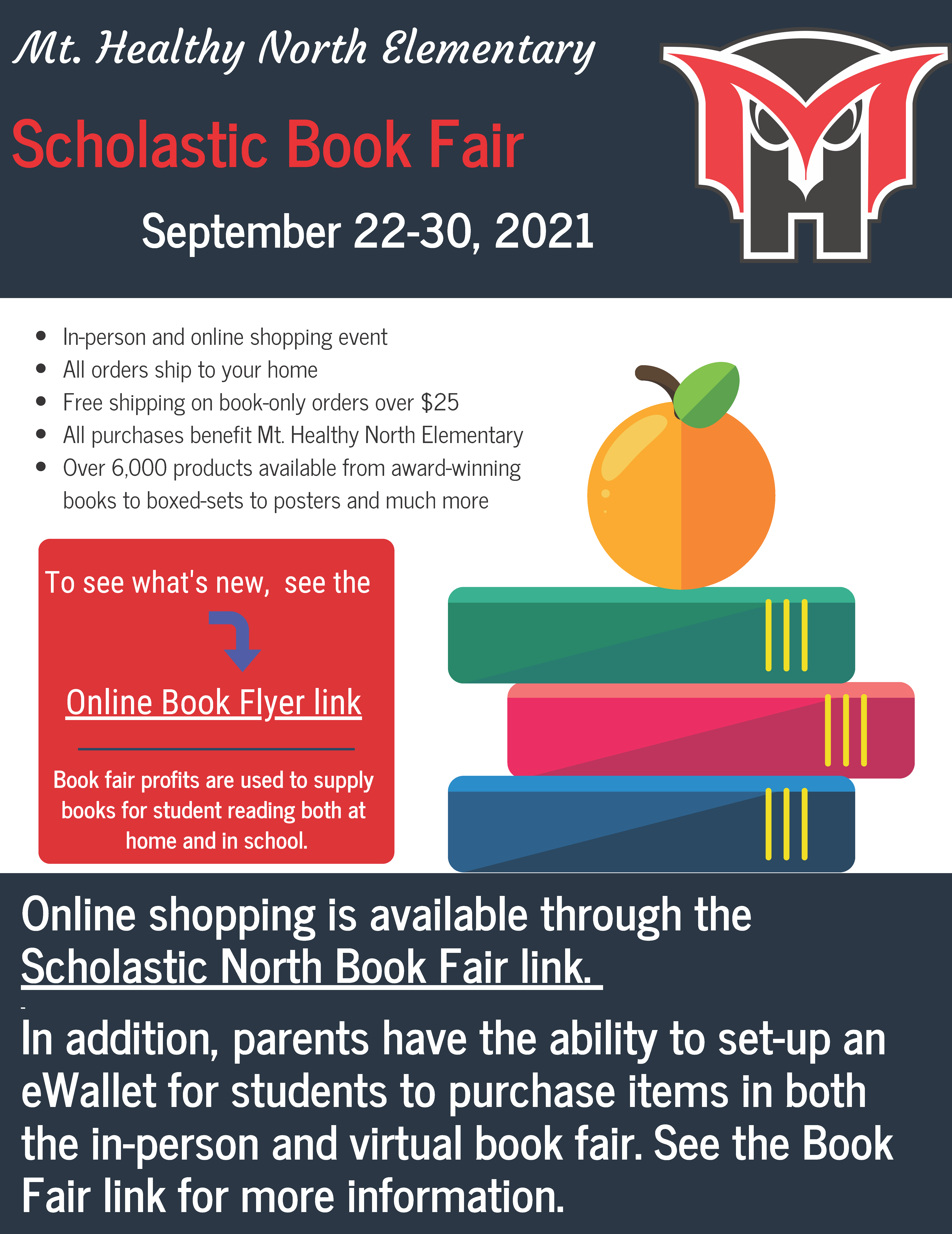 north elementary book fair flyer online information posted with the text