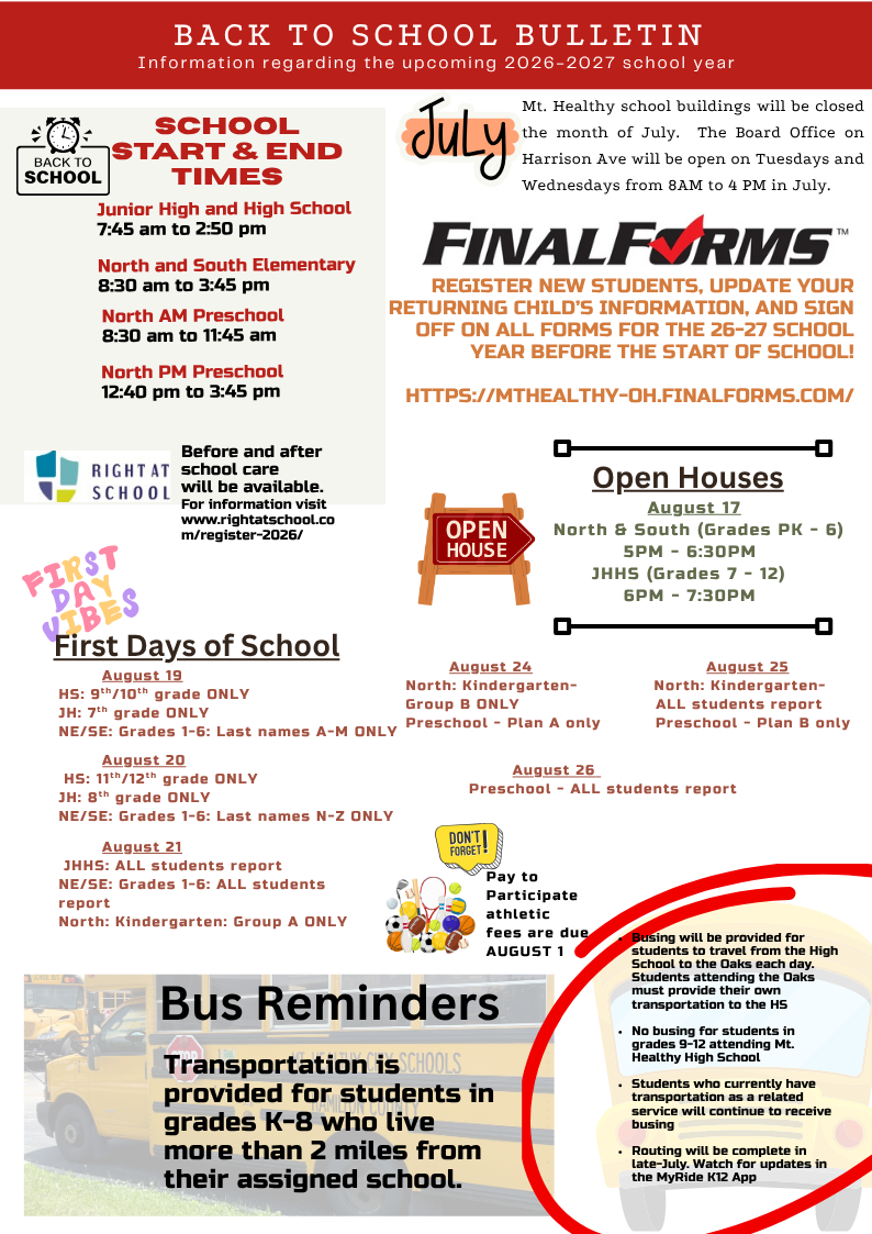 Back to school bulletin 26-27