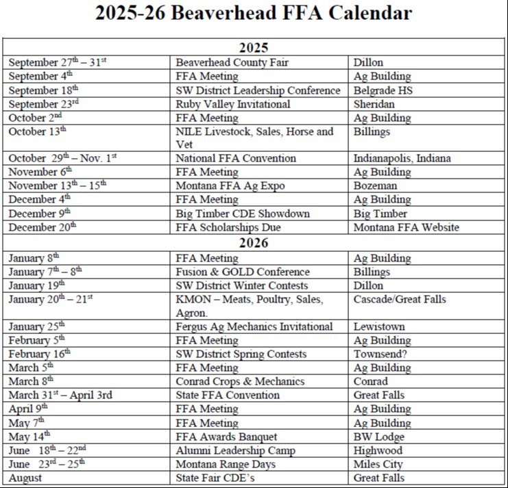25-26 FFA Calendar