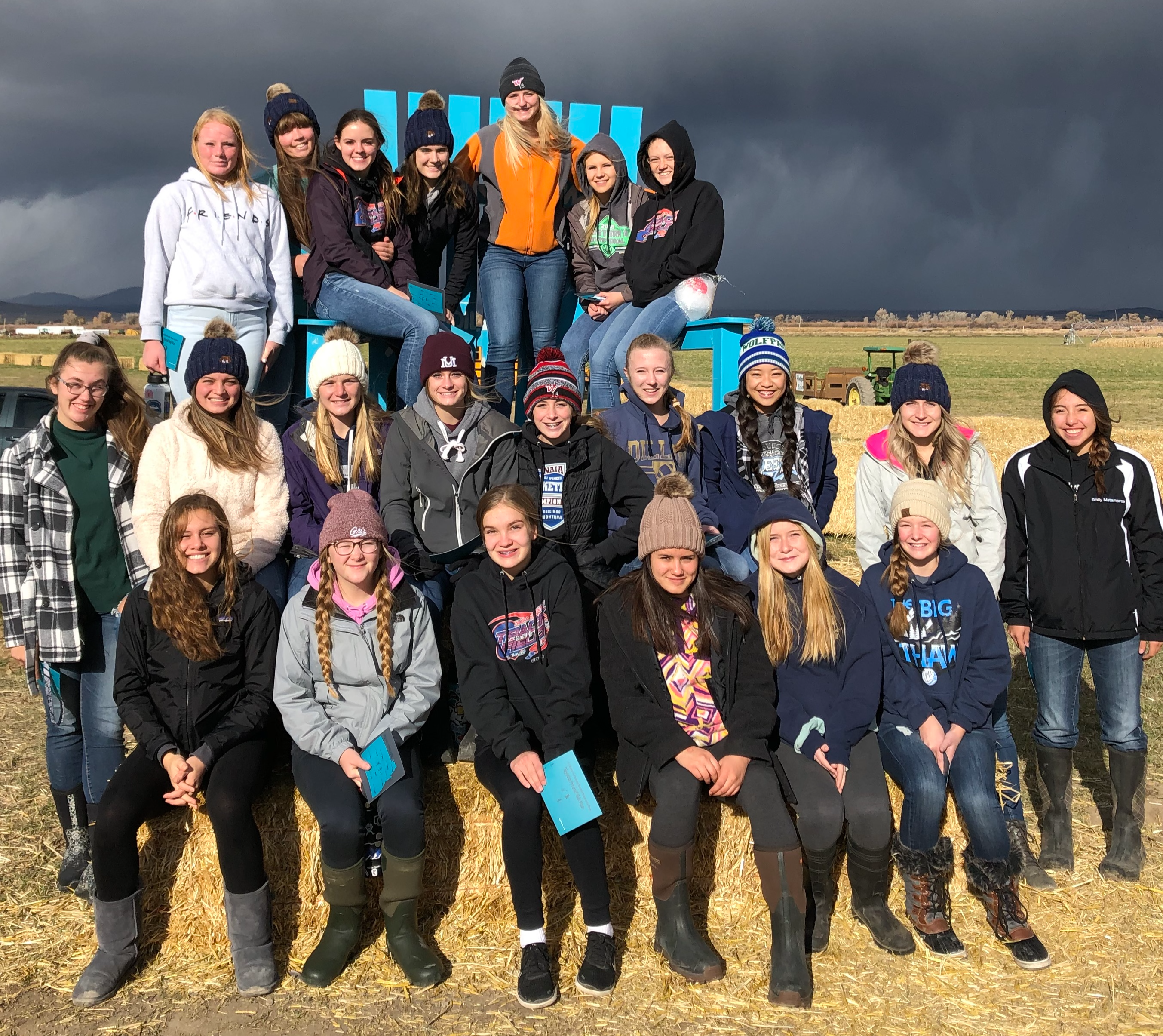 A photo of the volleyball team at the Beaverhead Maze in October 2019