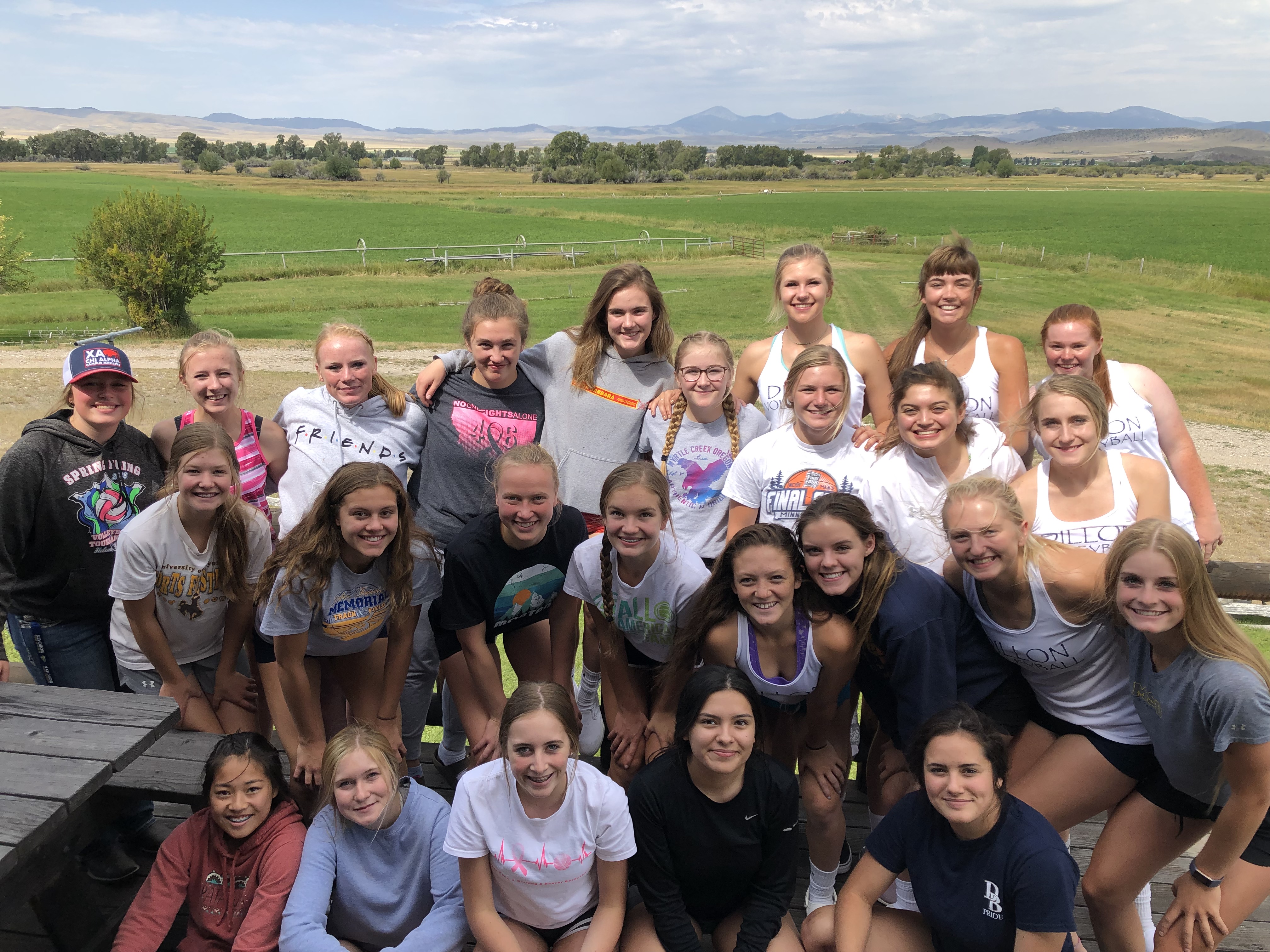 A photo of the volleyball team at a team lunch on Labor Day 2019