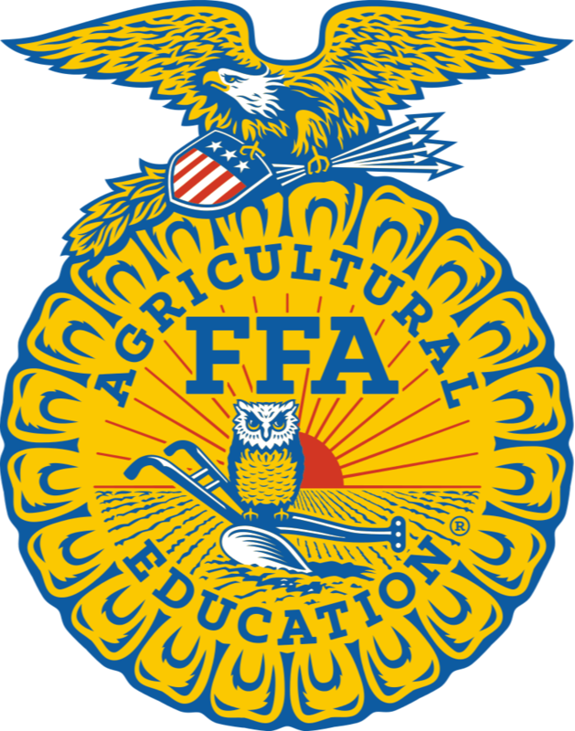 An image of the FFA Agricultural Education logo, a badge with an eagle and an owl on it