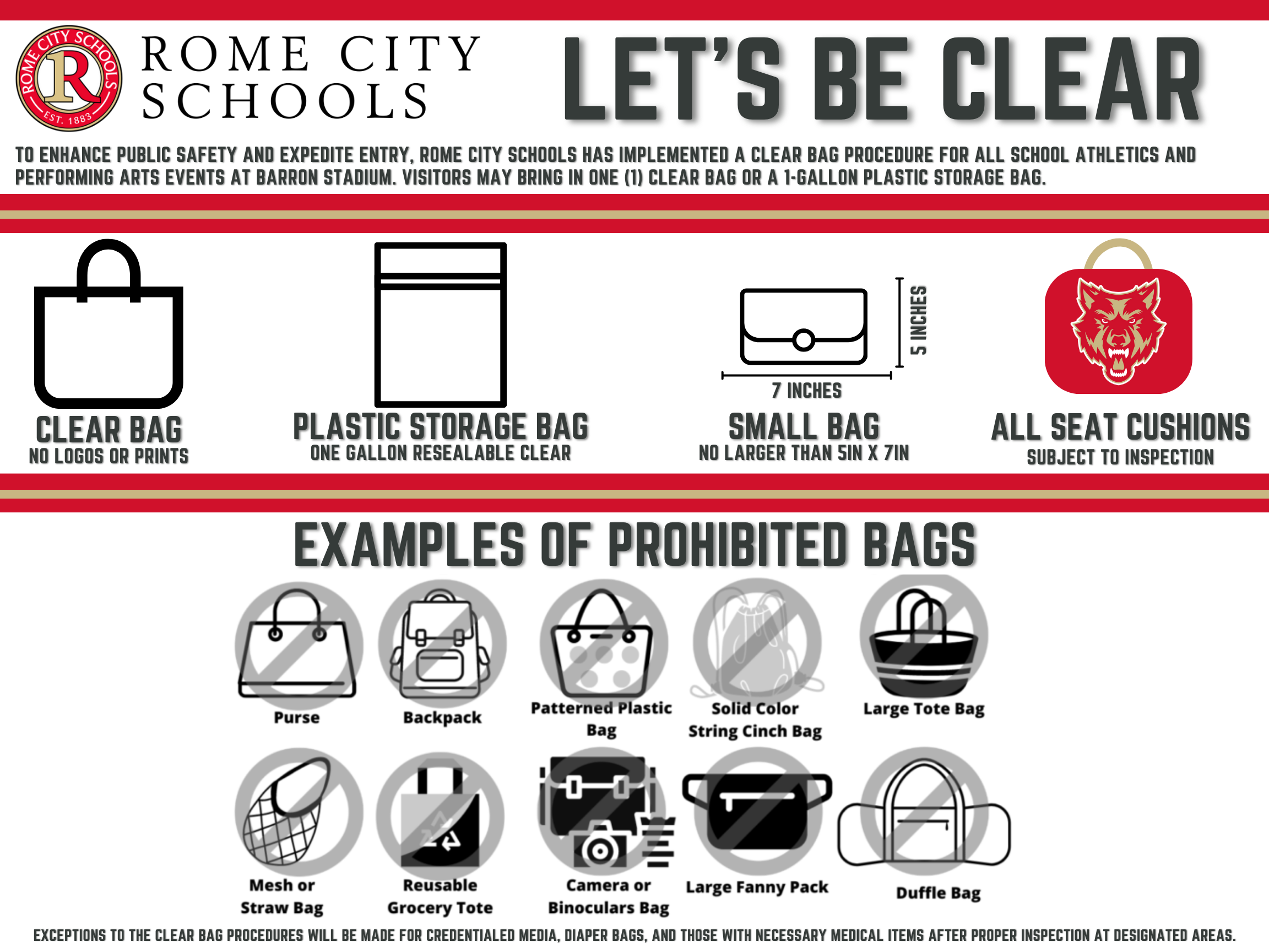 Clear Bag Procedures for Barron Stadium